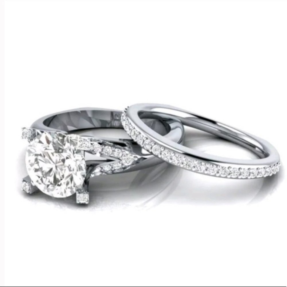 New 925 silver ring round cut white sapphire - Picture 2 of 3